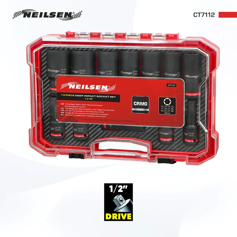 CT7112 - 13pc Deep Impact Socket Set 1/2"DR 10-32mm