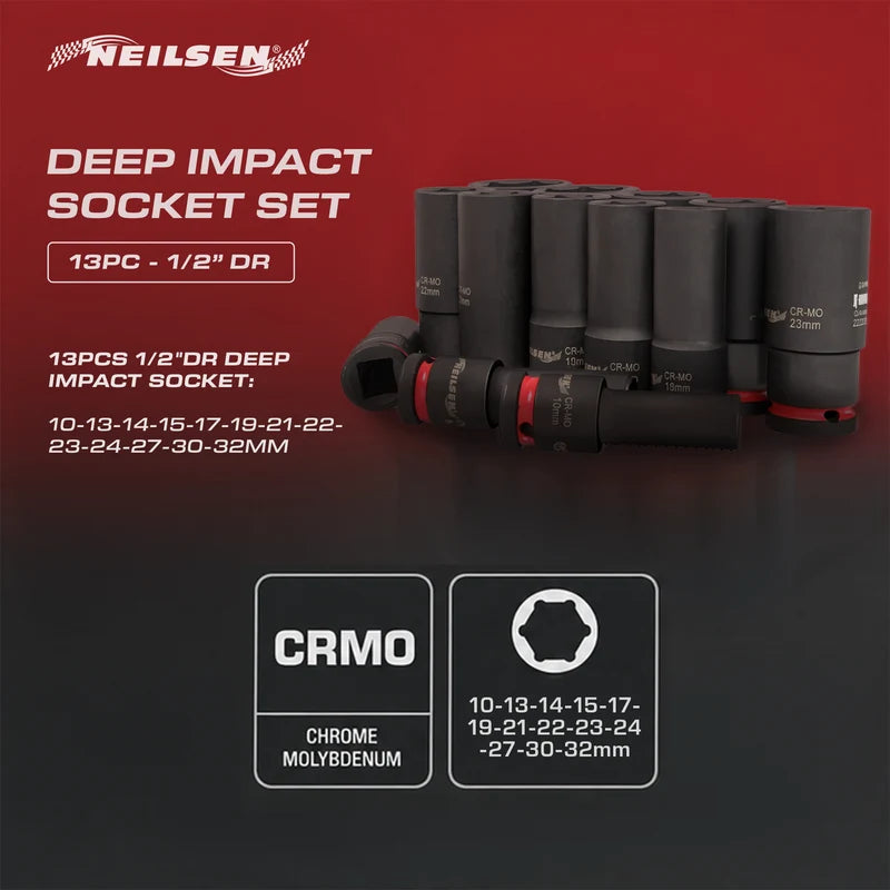 CT7112 - 13pc Deep Impact Socket Set 1/2"DR 10-32mm
