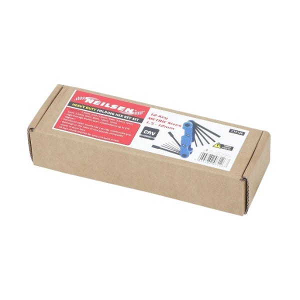 CT7126 - Heavy Duty Folding Hex Key Set 12-Key Metric Sizes 1.5-12mm
