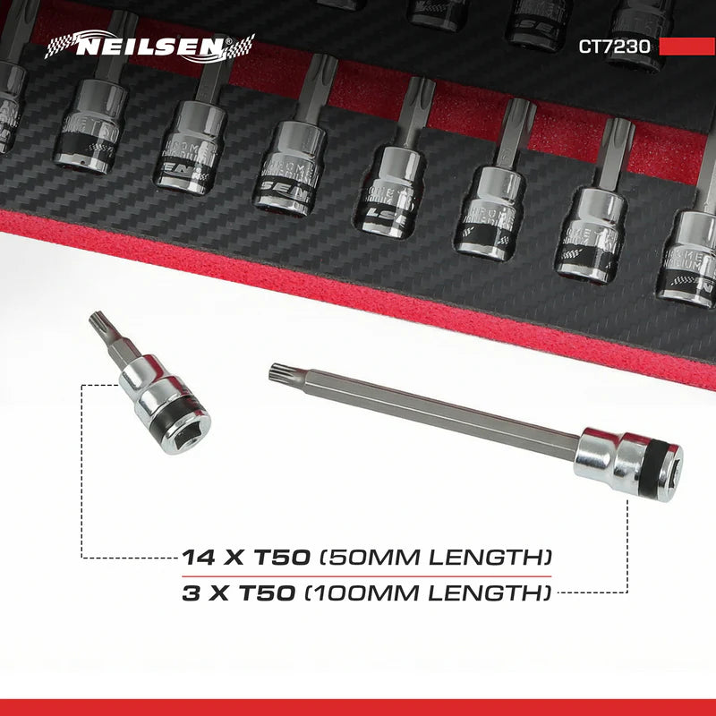 CT7230 - 17pc T50 Star Bit Set 3/8 Inch Dr