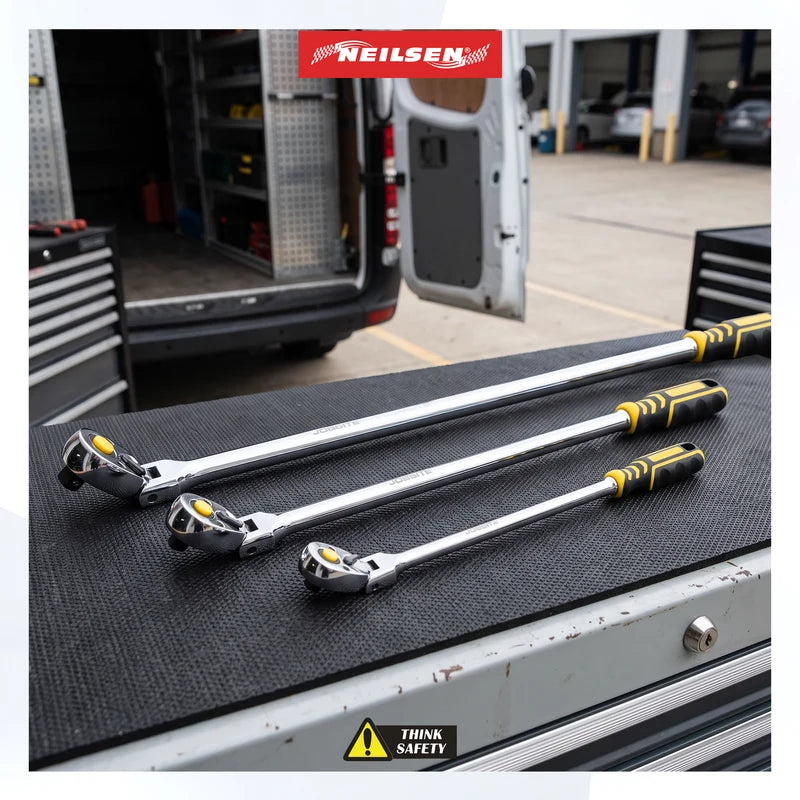 CT7296 - 3pcs Extra Long Flexible Ratchet Set 1/2", 3/8",1/4"DRIVE, 90T
