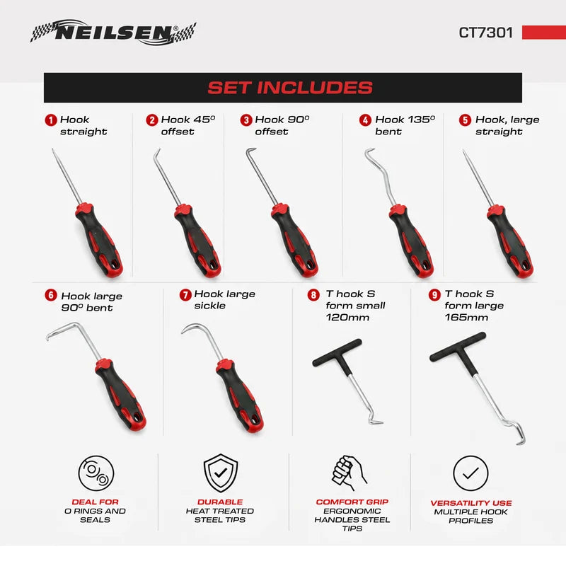 CT7301 - 9pcs Master Hook Tool Set