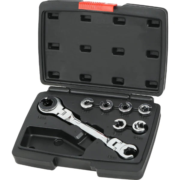 CT7313 - 7 IN 1 Ratcheting Flexi Head Open End Flare Nut Wrench With Interchangeable Insert