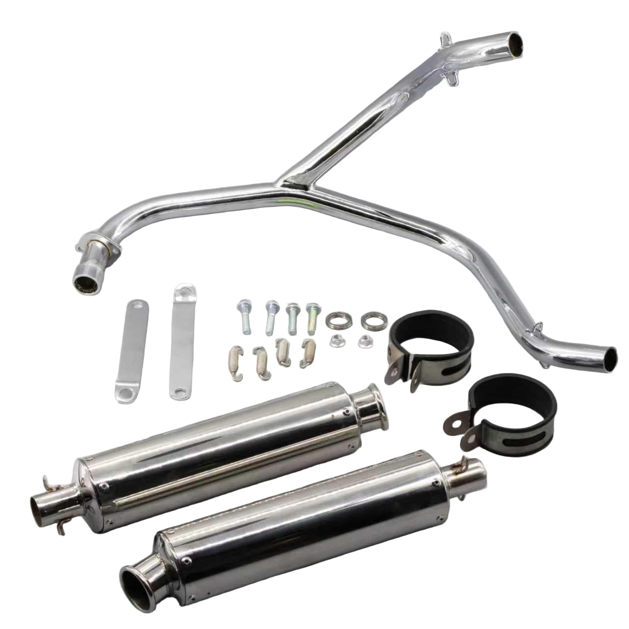BS0245 - New Heavy Duty Twin Chrome Exhaust for DX / Munk