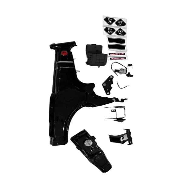 BS1324 - SY Complete Style Frame With 6ltr Fuel Tank, Fuel Cap Upper Clamp For Fork Rear Light Bracket Black Key Switch