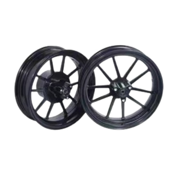 BS2325 - DX 12" TUBELESS RIMS IN BLACK BUILT IN REAR BRAKE HUB 2.75 FRONT 3.5 REAR