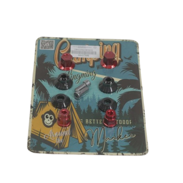 BS2399 - CNC REAR SHOCK ABSORBER UPPER AND LOWER NUTS AND LIFTING NAILS IN RED