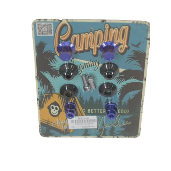 BS2400 - CNC REAR SHOCK ABSORBER UPPER AND LOWER NUTS AND LIFTING NAILS IN BLUE