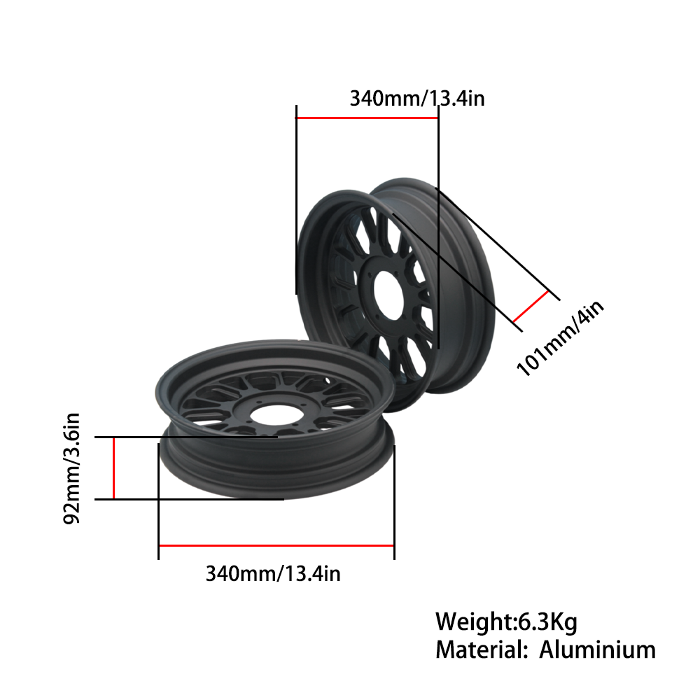 BS1437 MUNK Tubeless Alloy 12 Rims In Black 2.75J & 3.50J