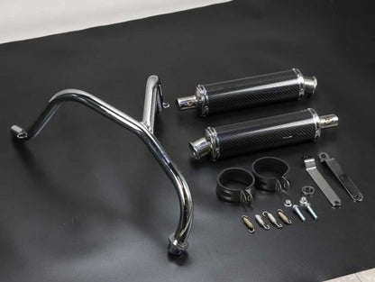 BS2586 - dx and munk twin down swept exhaust with real carbon mufflers
