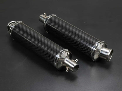 BS2586 - dx and munk twin down swept exhaust with real carbon mufflers