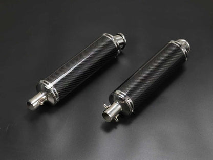 BS2586 - dx and munk twin down swept exhaust with real carbon mufflers