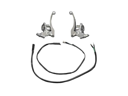 BS3562 - Silver Brake & Clutch Lever Set in Silver With Brake Cables Both Sides