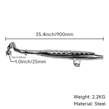 BS0124 -  MADMUNK  Dx 50-70cc Chrome Standard Upswept Exhaust With E Mark