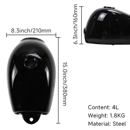 BS0148 - MAD MUNK Black J Type Fuel Tank For munk  Bike