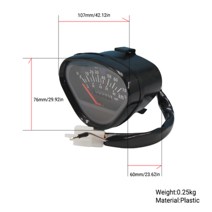 BS0196 - DX Speedometer 70km/h Black Face