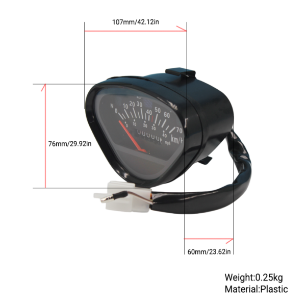 BS0196 - DX Speedometer 70km/h Black Face