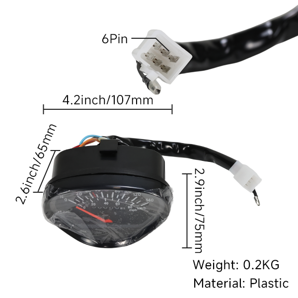 BS0197 - DX Speedometer Black Face - 140km/h