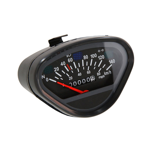 BS0197 DX Speedometer Black Face - 140km/h