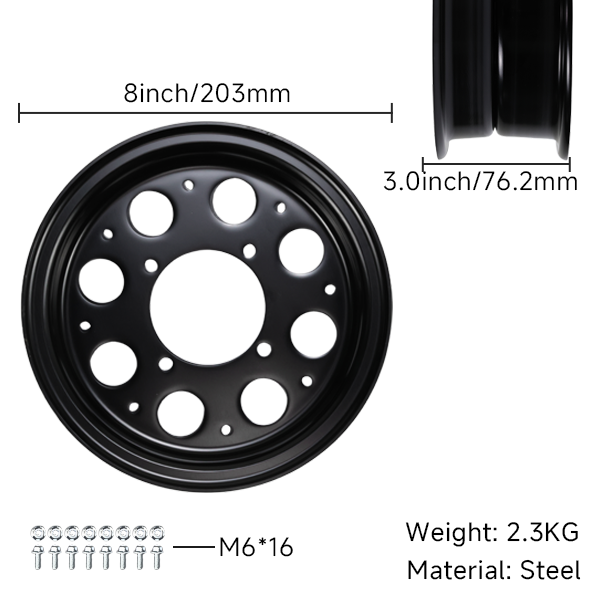 BS0364 - Munk 8 Black Rims 3.0j 8 Hole