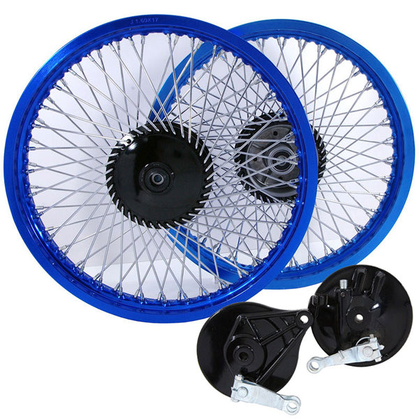 BS0567 -  1.60J Front & 1.85J Rear 72 Spoke 17 Rims in Blue Alloy