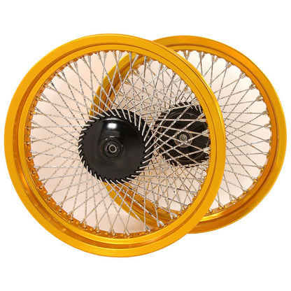 BS0602-GOLD-TWISTED - 3.0J Front & 3.50J Rear CUB 72 Twisted Spoke 17 Rims In Gold