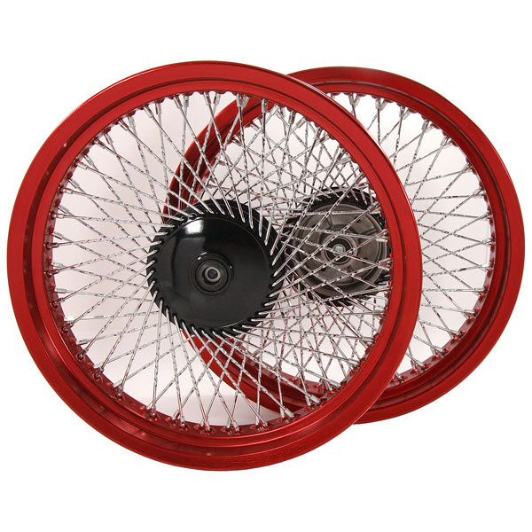 BS0602-RED-TWISTED - 3.0J Front & 3.50J Rear CUB 72 Twisted Spoke 17 Rims In Red