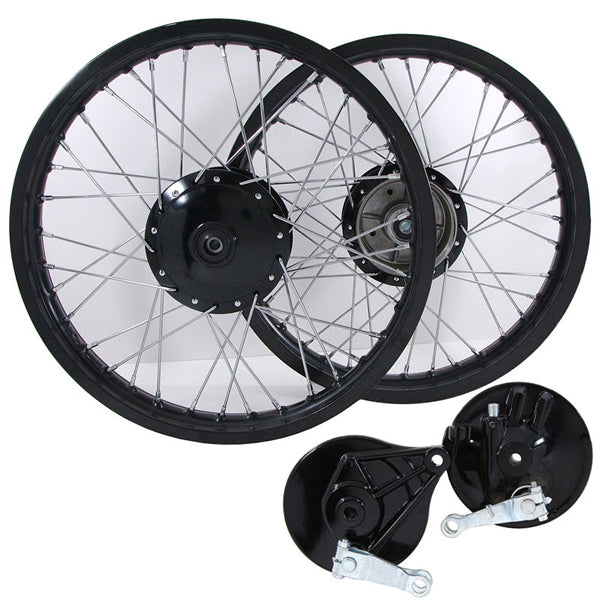 BS0610 1.60J Front & 1.85J Rear 36 Spoke 17 Rims In Black & Silver Alloy