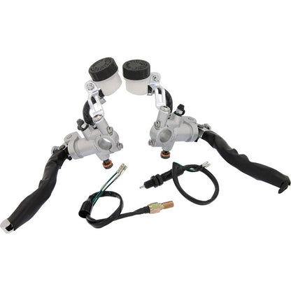 BS0612 - Pair of Levers Brake and Clutch with Clear oil Pots Silver