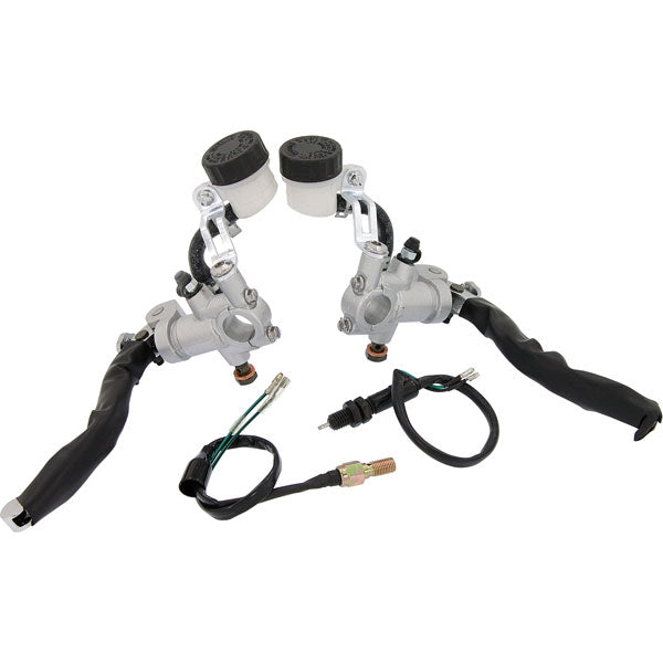 BS0612 - Pair of Levers Brake and Clutch with Clear oil Pots Silver