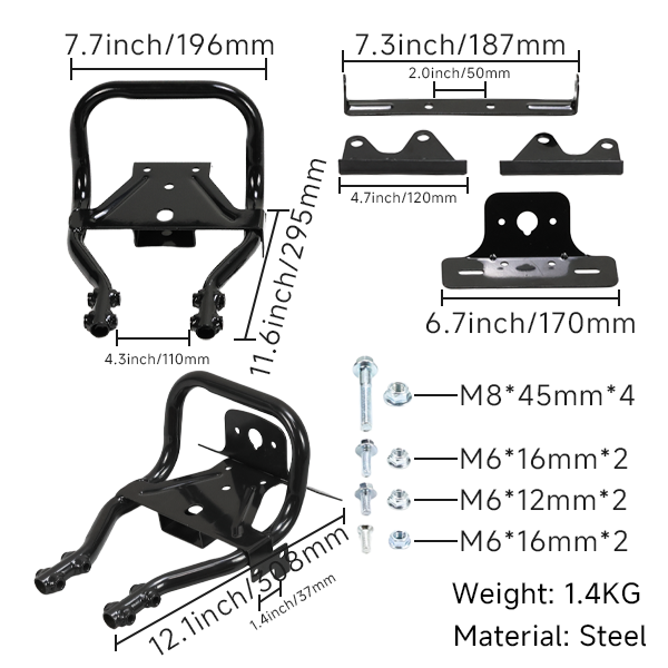 BS0645 - Munk Rear Black Grab Rail
