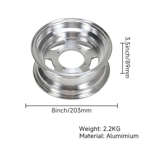 BS0723 - Aluminium 8 X 3.5 Inches - 5 Holes Rim for Honda Monkey Gorilla and Singa Chimp Skymini Skybongo