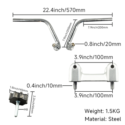 BS0730 - DX/MUNK Original Type Handlebar Set In Silver