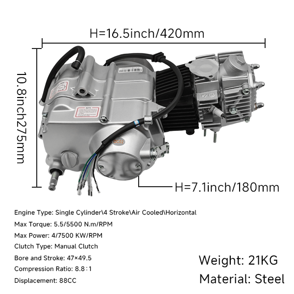 BS0783 -  88cc Engine - Manual Clutch - Kick Starting