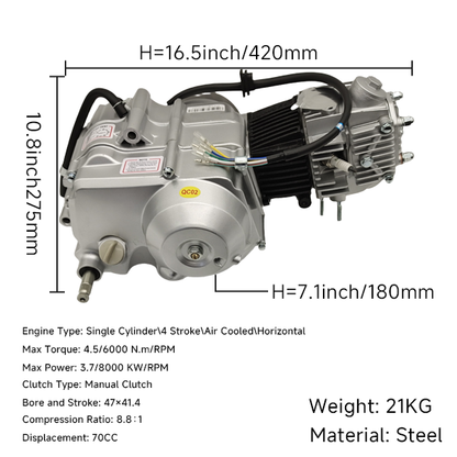 BS0997 - 70cc Semi Auto Engine Kick Start Only