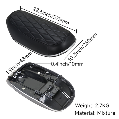 BS1154 - CT70 6V BLACK DIAMOND PATTERN SEAT WITH CHROME BAND
