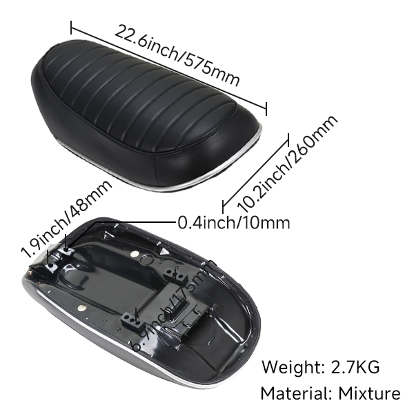 BS1193 - CT70 6V BLACK SEAT WITH CHROME BAND