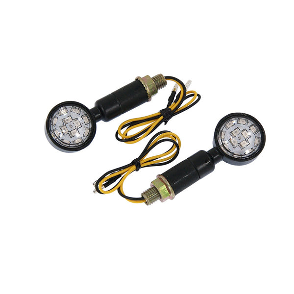 BS1427 - E Marked 12 LED Round Black Indicators - Pair