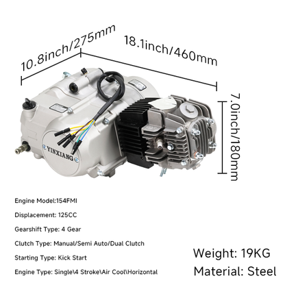 BS1476 -  YX 125cc Semi Auto 4 Speed Kick Start Engine