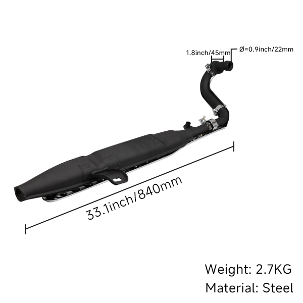 BS1714 - 125cc Dx Standard Black Up Swept Exhaust
