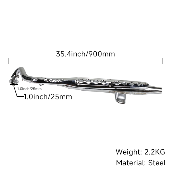 BS1715 - 125cc Dx Standard Chrome Up Swept Exhaust with E Mark