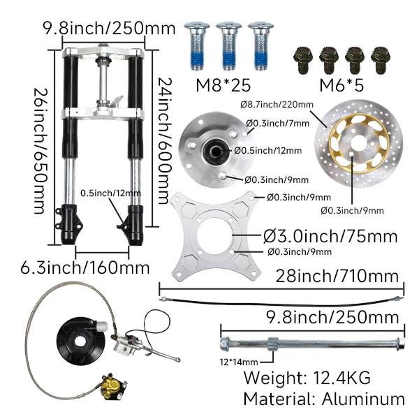 BS1724 - DX 45mm USD Black Front Forks With Bevel Front Brake Disc