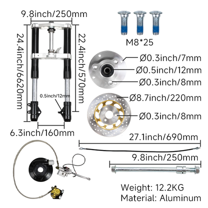 BS1725 - MUNK 45mm USD Black Front Forks With Bevel Front Brake Disc Black