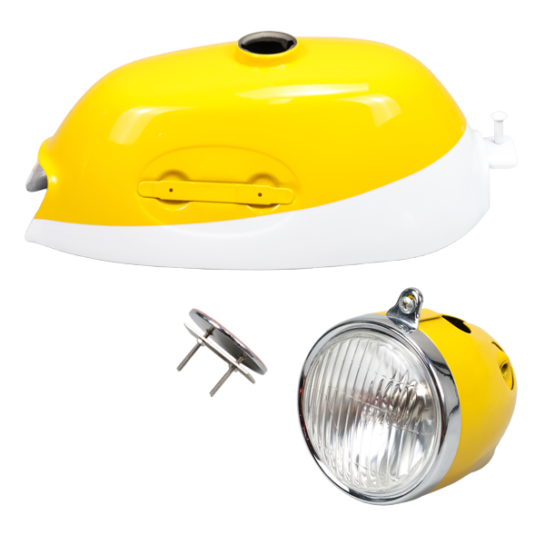 BS2156 - Tank and Small Light for Z50a Bike in Yellow / White Small Badge on the Light