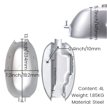 BS2157 - Tank and Small Light for Z50a Bike in Silver Small Badge on the Light