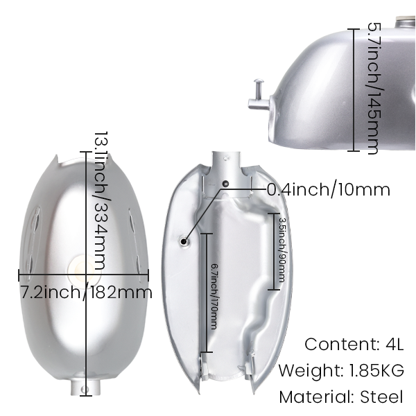 BS2157 - Tank and Small Light for Z50a Bike in Silver Small Badge on the Light