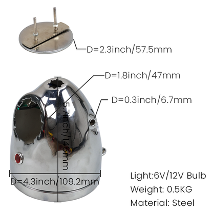 BS2180 - Small Z50a Headlight With Emblem In Chrome