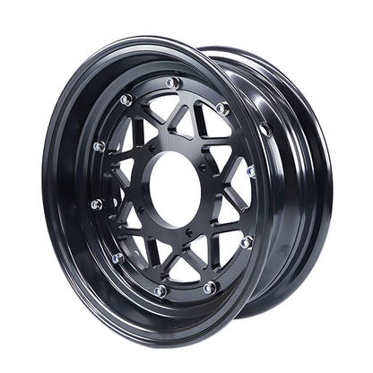 BS2210 - Dx Tubeless 10" rims in black with cnc patten centre plate 3.0 <and 3.5 rear