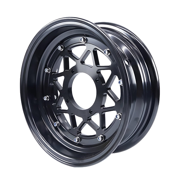 BS2210 - Dx Tubeless 10" rims in black with cnc patten centre plate 3.0 <and 3.5 rear