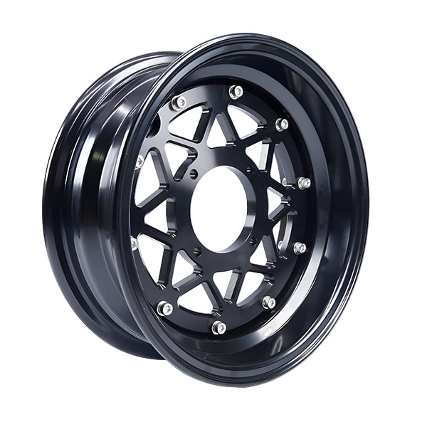 BS2210 - Dx Tubeless 10" rims in black with cnc patten centre plate 3.0 <and 3.5 rear